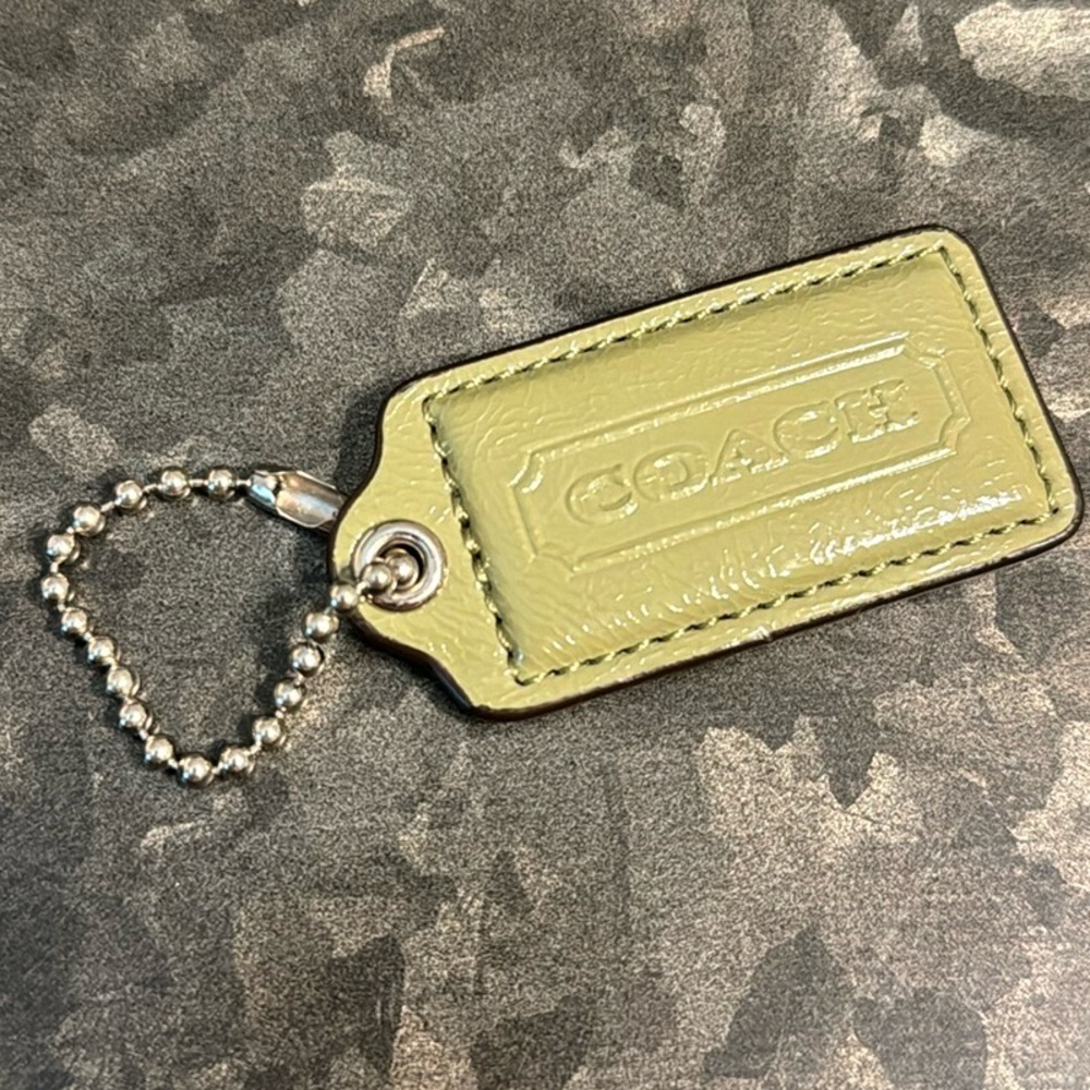 Coach Patent Leather Sage Green Large Hang Tag FOB Replacement Purse Charm Bag
